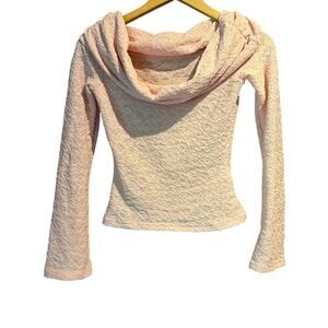 Missguided XSmall NWT Pink Lace long sleeve off the shoulder cowl neck Rave Date